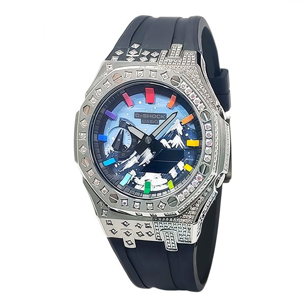 Кастомные часы Casio G-Shock Снежный Пик Яркого Клинка. Купить кастом G-Shock CasiOAK Custom, доставка по России