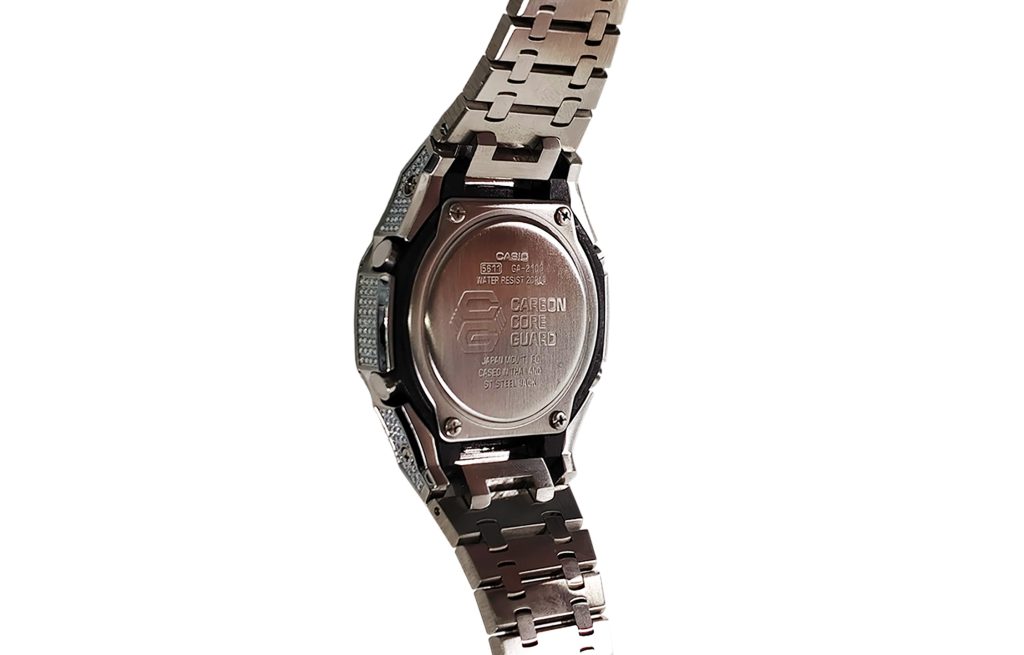 Кастомные часы Casio G-Shock Расплавленный Кристалл Рисованное Пламя, алые, вид сбоку. CasiOAK Custom, кастомные часы Casi...