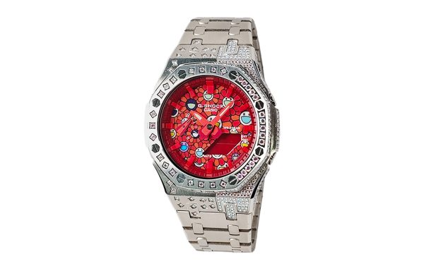 Кастомные часы Casio G-Shock Расплавленный Кристалл Рисованное Пламя, алые, дополнительное фото. CasiOAK Custom, кастомные...