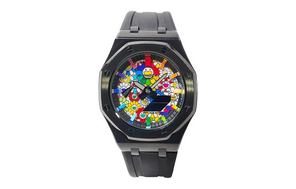Кастомные часы Casio G-Shock Чернильный Небосвод Распускающееся Великолепие, чёрные, дополнительное фото. CasiOAK Custom, ...