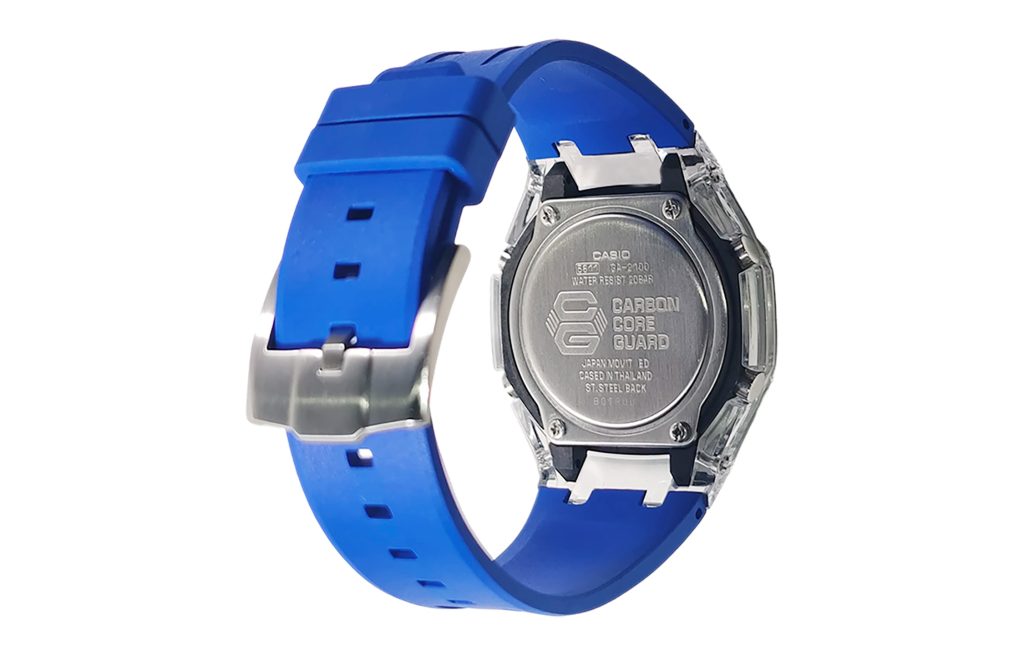 Кастомные часы Casio G-Shock Прозрачная Глубина Лазурного Ритма, лазурные, детали циферблата. CasiOAK Custom, кастомные ча...