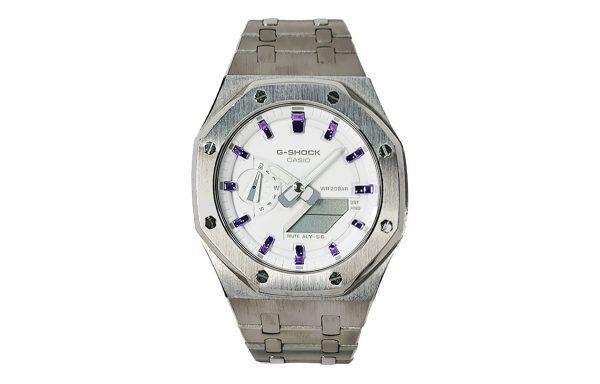 Кастомные часы Casio G-Shock Морозная Луна Фиалковый След, алые, дополнительное фото. CasiOAK Custom, кастомные часы Casio...