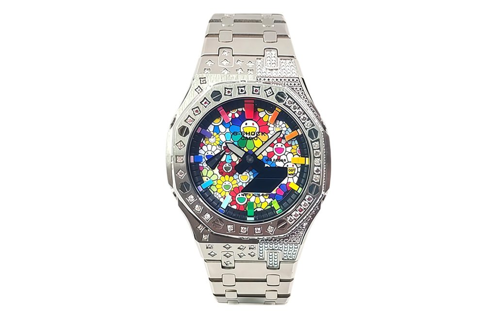Кастомные часы Casio G-Shock Сверкающая Орбита Цветочный Указ, вид сбоку. CasiOAK Custom, кастомные часы Casio ручная сборка