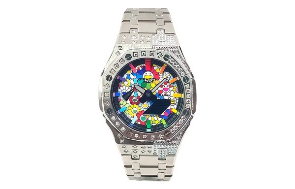 Кастомные часы Casio G-Shock Сверкающая Орбита Цветочный Указ, вид сбоку. CasiOAK Custom, кастомные часы Casio ручная сборка