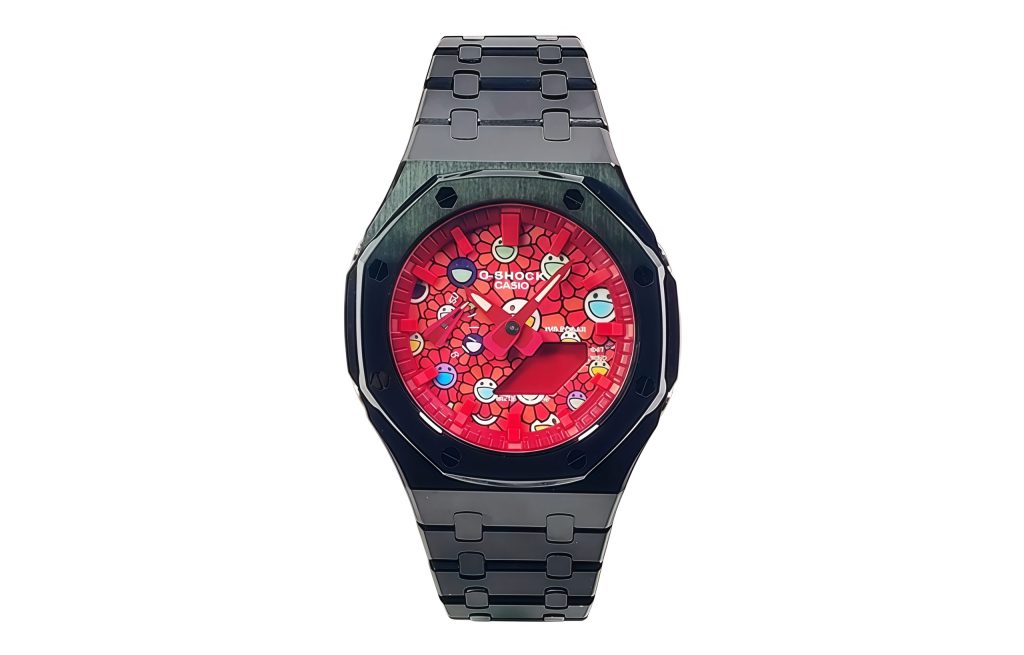 Кастомные часы Casio G-Shock Тёмное Сияние Улыбчивый Лик, вид сбоку. CasiOAK Custom, кастомные часы Casio ручная сборка
