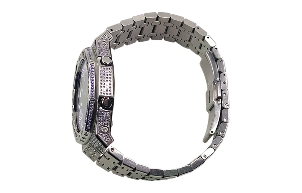 Кастомные часы Casio G-Shock Сине-Фиолетовый Кристалл, алые, детали циферблата. CasiOAK Custom, кастомные часы Casio ручна...