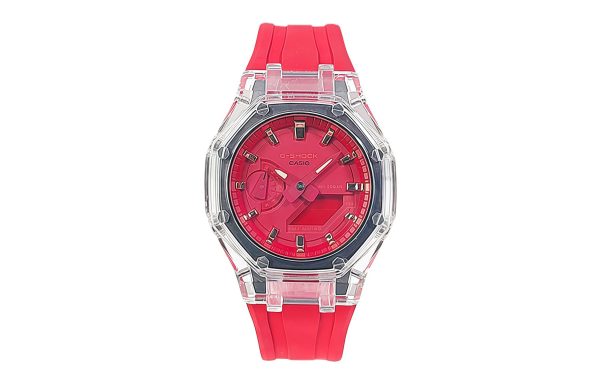 Кастомные часы Casio G-Shock Алая Душа Кристальный Панцирь, стальные, вид сбоку. CasiOAK Custom, кастомные часы Casio ручн...