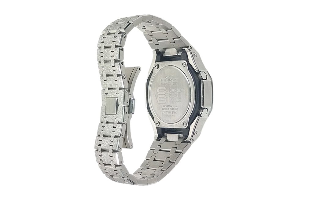 Кастомные часы Casio G-Shock Звёздный Бриллиант Серебряная Сталь, серебряные, детали циферблата. CasiOAK Custom, кастомные...