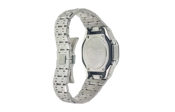 Кастомные часы Casio G-Shock Звёздный Бриллиант Серебряная Сталь, серебряные, детали циферблата. CasiOAK Custom, кастомные...