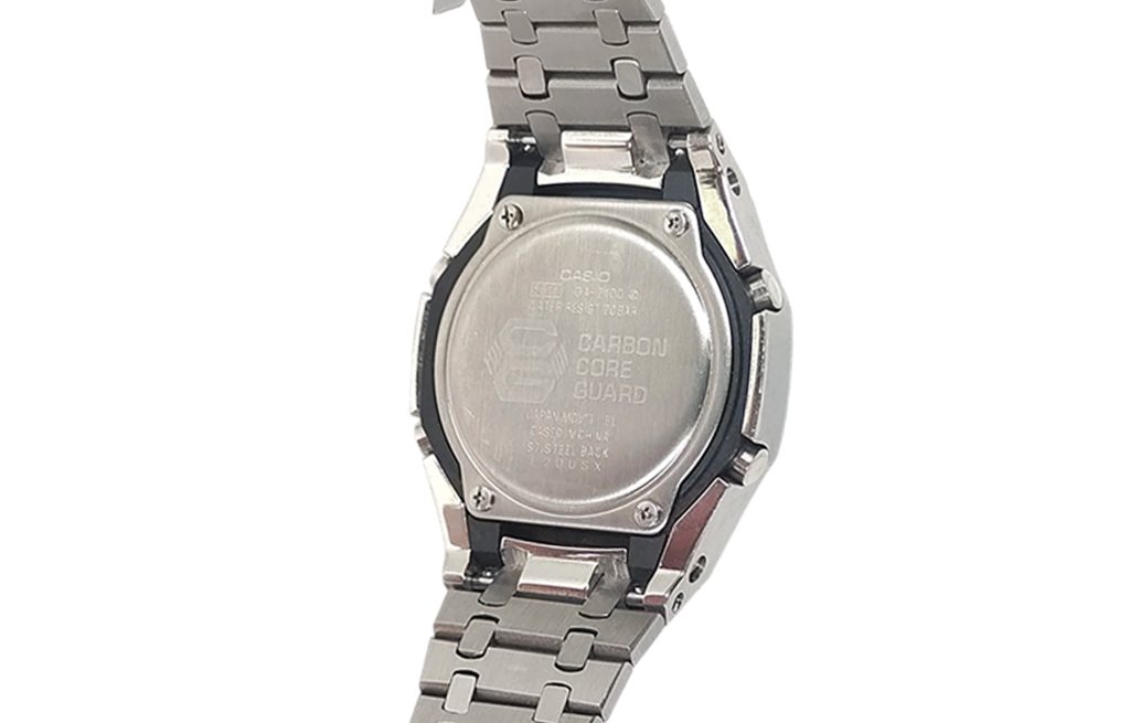 Кастомные часы Casio G-Shock Бирюзовый Тиффани Серебряный Браслет, серебряные, вид сбоку. CasiOAK Custom, кастомные часы C...
