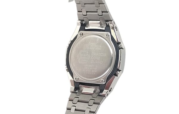 Кастомные часы Casio G-Shock Бирюзовый Тиффани Серебряный Браслет, серебряные, вид сбоку. CasiOAK Custom, кастомные часы C...