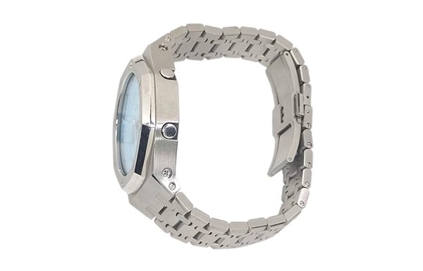 Кастомные часы Casio G-Shock Бирюзовый Тиффани Серебряный Браслет, серебряные, детали циферблата. CasiOAK Custom, кастомны...