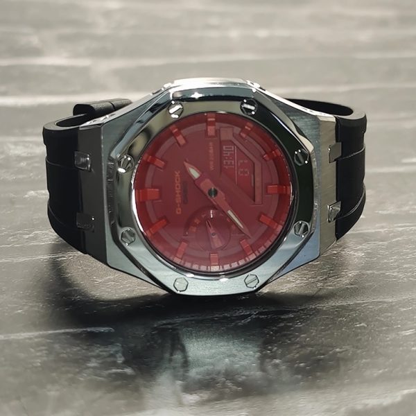 Casio G-Shock GA-2100 — Чёрный / Серебряный / Красный, Силикон