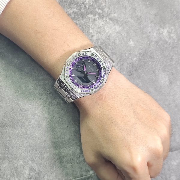 Casio G-Shock GA-2100 — Чёрный / Серебряный / Синий, Нержавеющая сталь