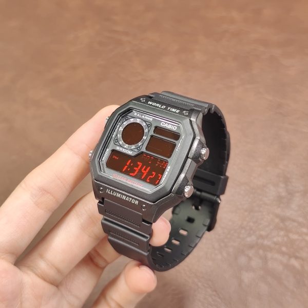 Кастомные часы Casio AE-1200WH Чёрное Пламя — фото 5561