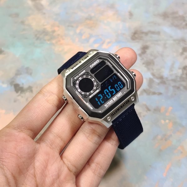 Кастомные часы Casio AE-1200WHD Синий Квадрат — фото 5497