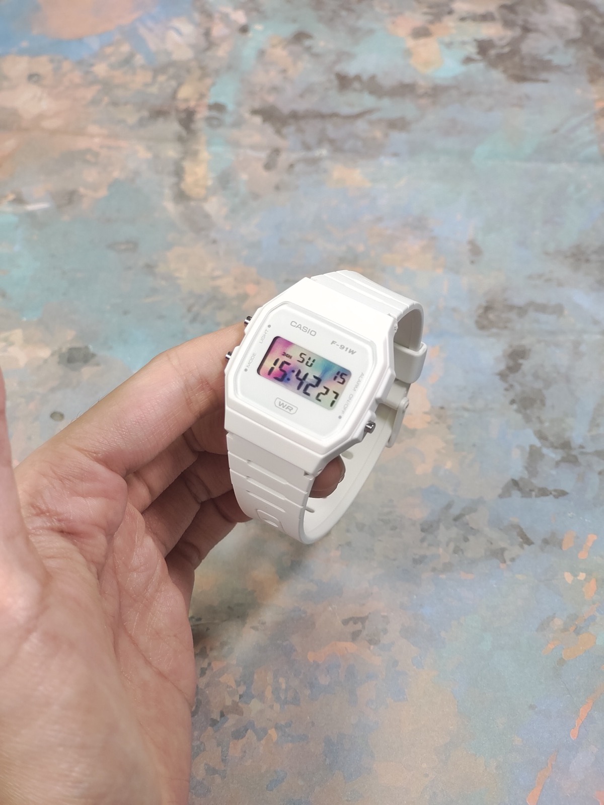 Кастомные часы Casio F-91WB Градиентный Блок — фото 5483