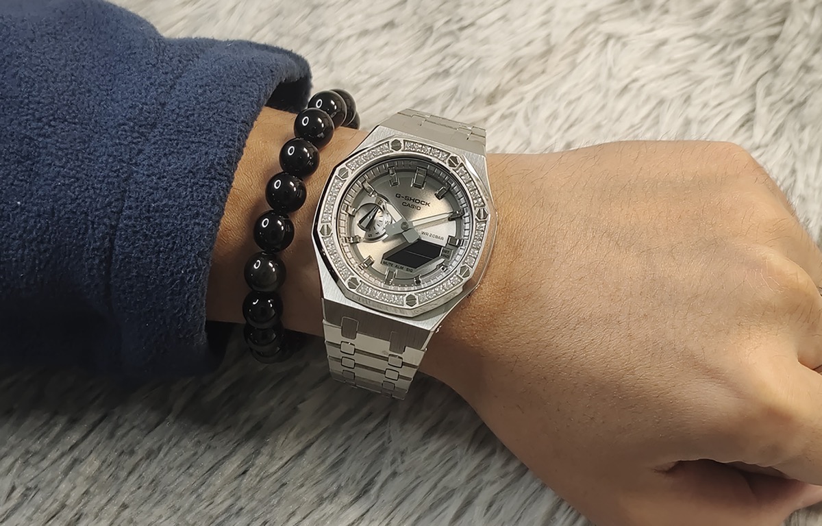 CASIOAK CASIO G-SHOCK MOD Ледяное Серебро Custom Watch — фото 4